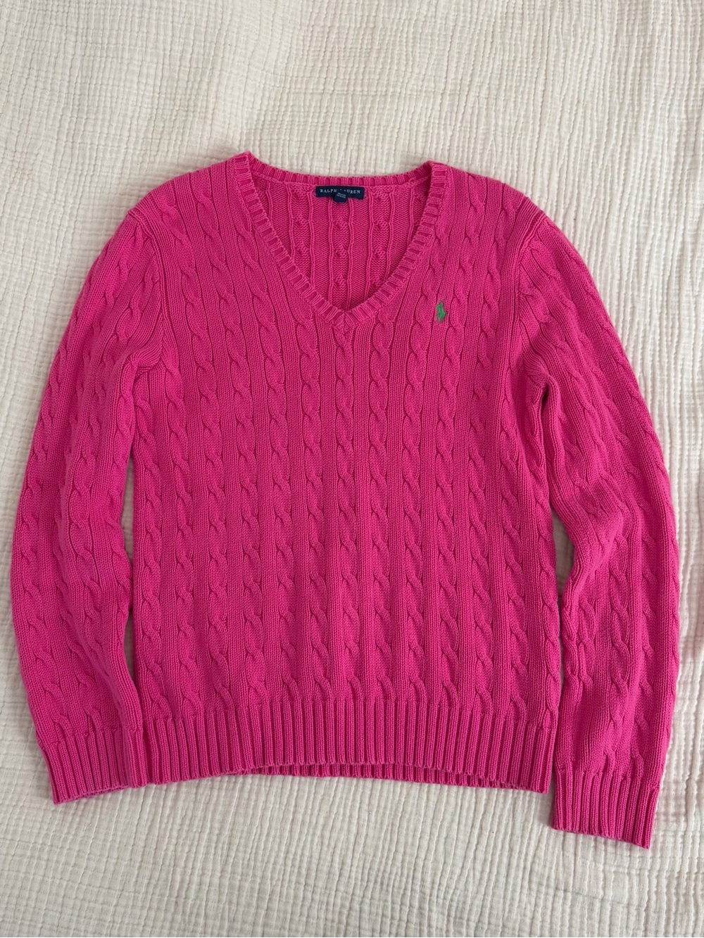 Ralph Lauren Women’s Pink Cable Knit Sweater
